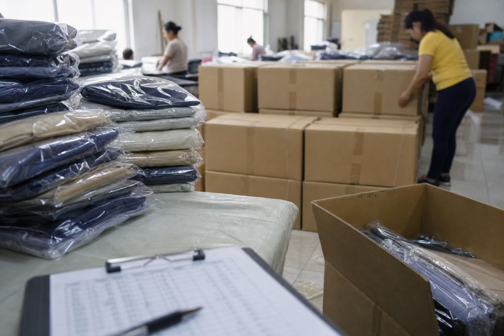 Consistent factory packing and quality control for repeat clothing orders