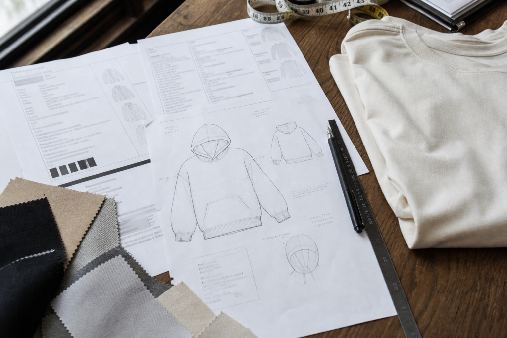 Tech pack and sampling preparation for a clothing brand