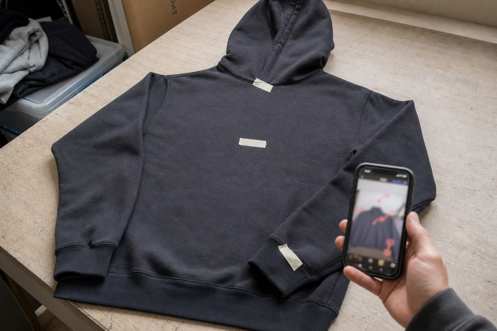 Clear sample revision communication for hoodie manufacturing