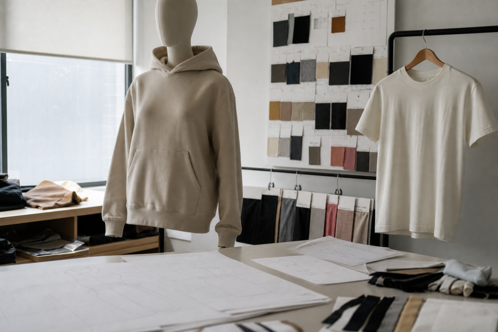 OEM manufacturer sample room supporting small clothing brands with product development