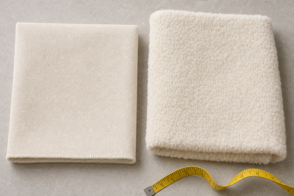 Two fabric swatches with the same GSM but different thickness and structure illustrating that higher GSM alone does not define hoodie quality